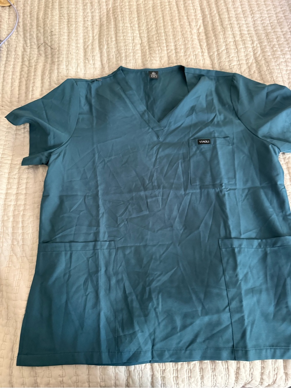 Source Unknown Teal V-Neck Women’s Short Sleeve Top